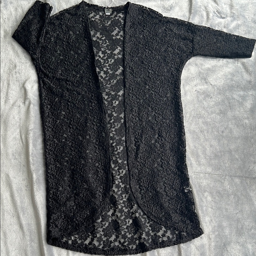 POOF Apparel Black Lace Open Cardigan